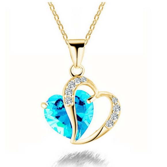 Jewelry - Blue Crystal Heart Necklace